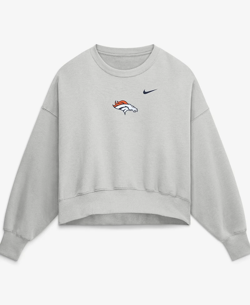 Nike Women's Gray Denver Broncos Oversized Primetime Phoenix Fleece Sweatshirt
