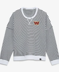 Fanatics Women's White/Black Washington Commanders Striped Oversized French Terry Sweatshirt