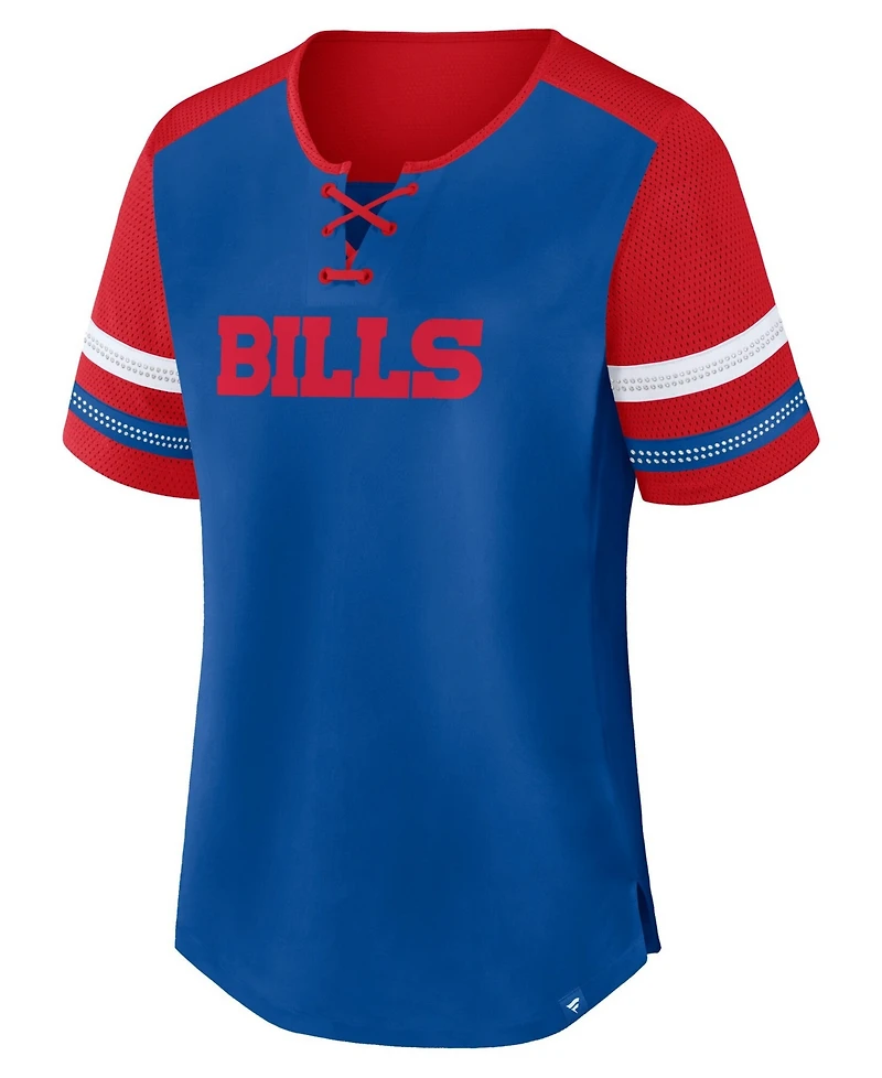 Fanatics Women's Josh Allen Royal Buffalo Bills Curl Route Athena Lace-Up Name Number Shirt