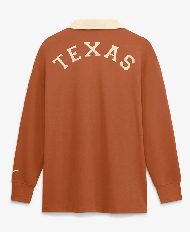 Nike Women's Orange Texas Longhorns Oversized Essential Dri-FITLong sleeves V-Neck Polo Shirt