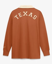 Nike Women's Orange Texas Longhorns Oversized Essential Dri-FITLong sleeves V-Neck Polo Shirt