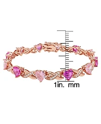 Macy's Simulated Pink Sapphire, Pink Cubic Zirconia and Cubic Zirconia Heart and 'X' Bracelet
