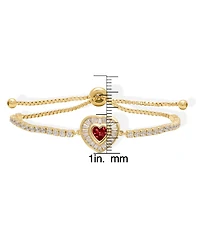 Macy's Simulated Ruby and Cubic Zirconia Baguette Heart Adjustable Bracelet