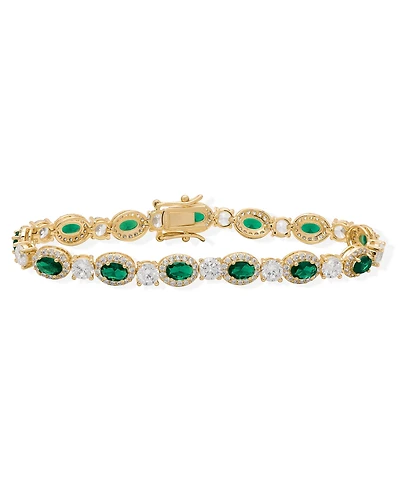 Macy's Simulated Emerald and Cubic Zirconia Oval Halo Laydown Bracelet