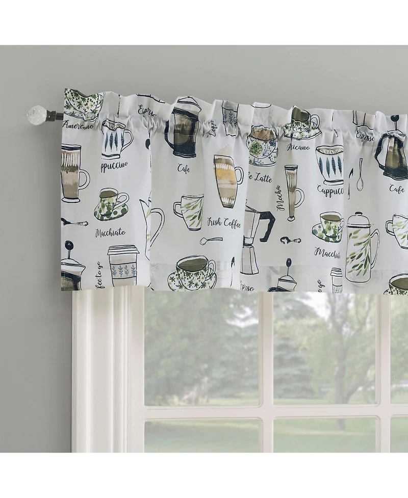 No. 918 Java Joy Cotton Blend Semi-Sheer Rod Pocket Kitchen Curtain Valance