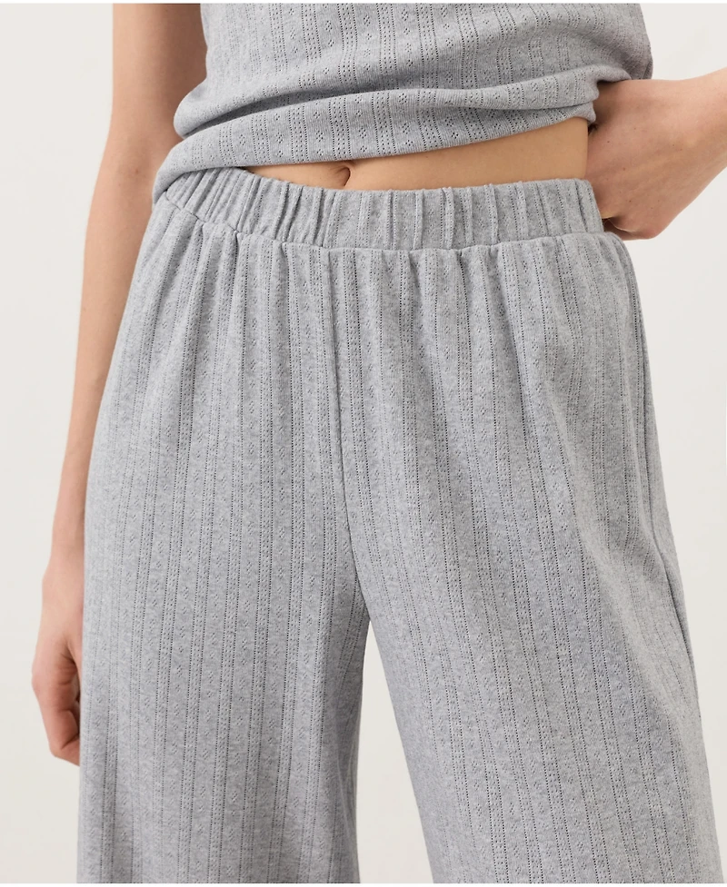 Pact Women's Organic Cotton Pointelle Wide Leg Pant