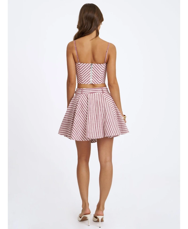 Miss Circle Women's Xolani Striped Linen Mini Skirt