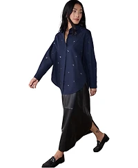 Whistles Women's Embellished Poplin Shirt