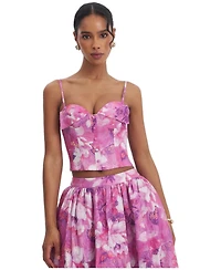Miss Circle Women's Xamira Blooming Linen Sweetheart Foldover Top