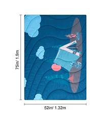 Sugift 75 x 52 Inches Wearable Waterproof Camping Blanket with Snap Buckle and Corner Loops