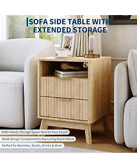 gaomon Set of 2 Modern 2 Drawer Wave Fluted Nightstands