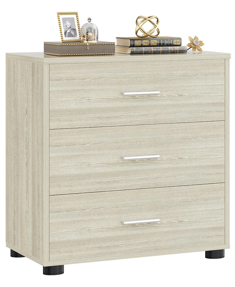 Aheaplus Wooden Storage Dresser with 3-Drawers, Nightstand Food Pads