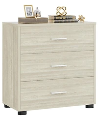 Aheaplus Wooden Storage Dresser with 3-Drawers, Nightstand Food Pads