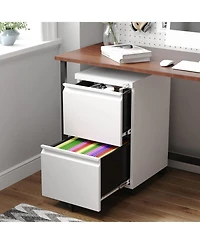 gaomon 2-Drawer Mobile Under Desk File Organizer on Wheels, Metal Filing Cabinet with Lock for A4/Letter/Legal, Smooth Glide Drawers