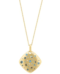 Effy Collection Zircon (1/5 ct. t.w.) & Swiss Blue Topaz (1-5/8 ct. t.w.) Pendant Necklace in 14k Yellow Gold Over Sterling Silver