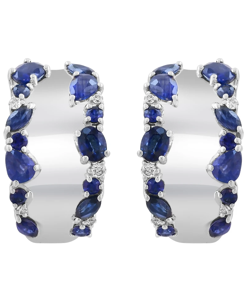 Effy Collection Sapphire (7/8 ct. t.w.) & Diamond (1/20 ct. t.w.) Earrings in Sterling Silver