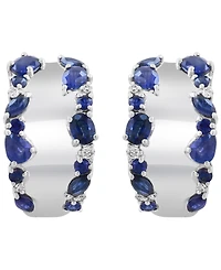 Effy Collection Sapphire (7/8 ct. t.w.) & Diamond (1/20 ct. t.w.) Earrings in Sterling Silver