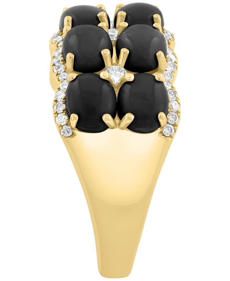 Effy Collection Onyx & Diamond (1/4 ct. t.w.) Ring in 14k Yellow Gold