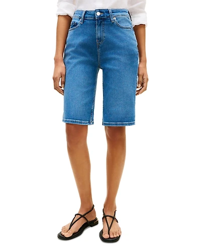 Tommy Hilfiger Women's High-Waisted Bermuda Denim Shorts, 9" Inseam
