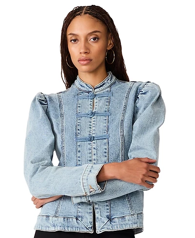 Steve Madden Women's Aberdeen Puff-Sleeve Denim Blouse