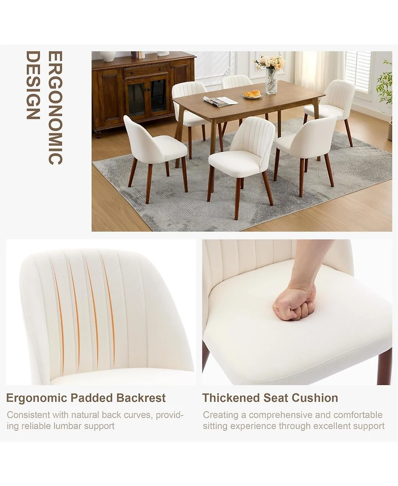 homfan Modern Wooden Dining Chairs Upholstered Linen Seat, Padded Cushion, Sturdy Wood Legs, Perfect for Room and Restaurant, Kitchen
