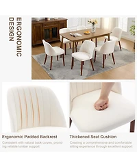 homfan Modern Wooden Dining Chairs Upholstered Linen Seat, Padded Cushion, Sturdy Wood Legs, Perfect for Room and Restaurant, Kitchen