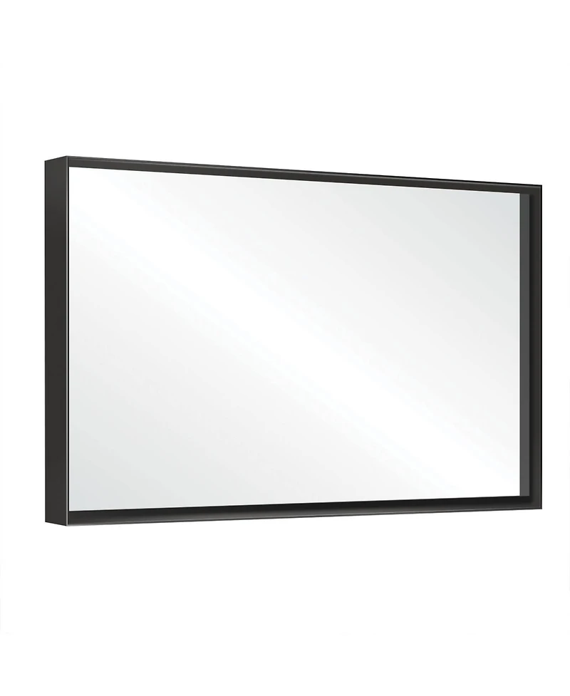 Busdays 48 x 30 Inch Glossy Black Bathroom Mirror Metal Framed Rectangular Wall Mount Hanging Plates Farmhouse Style Horizontal Vertical