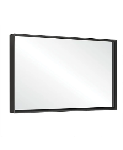 Busdays 48 x 30 Inch Glossy Black Bathroom Mirror Metal Framed Rectangular Wall Mount Hanging Plates Farmhouse Style Horizontal Vertical