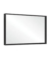 Busdays 48 x 30 Inch Glossy Black Bathroom Mirror Metal Framed Rectangular Wall Mount Hanging Plates Farmhouse Style Horizontal Vertical