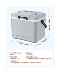Sugift 24 Qt Small Portable Hard Cooler with Heavy-Duty Handle and 48 Hour Ice Retention