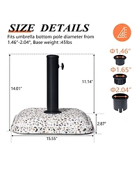 Pellebant 45lbs Patio Umbrella Base Square Cobblestone Concrete Stand Heavy Duty Market Umbrella Stand for Outdoor, Lawn, Deck, Poolside