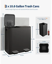 gaomon 2 x gal Stainless Steel Double Trash Can