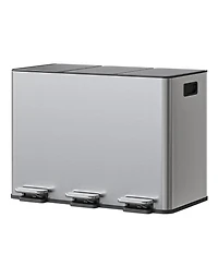 gaomon 3-in-1 12 Gal Stainless Steel Recycling Trash Can, Kitchen Garbage Bin with Soft-Close Step Lid