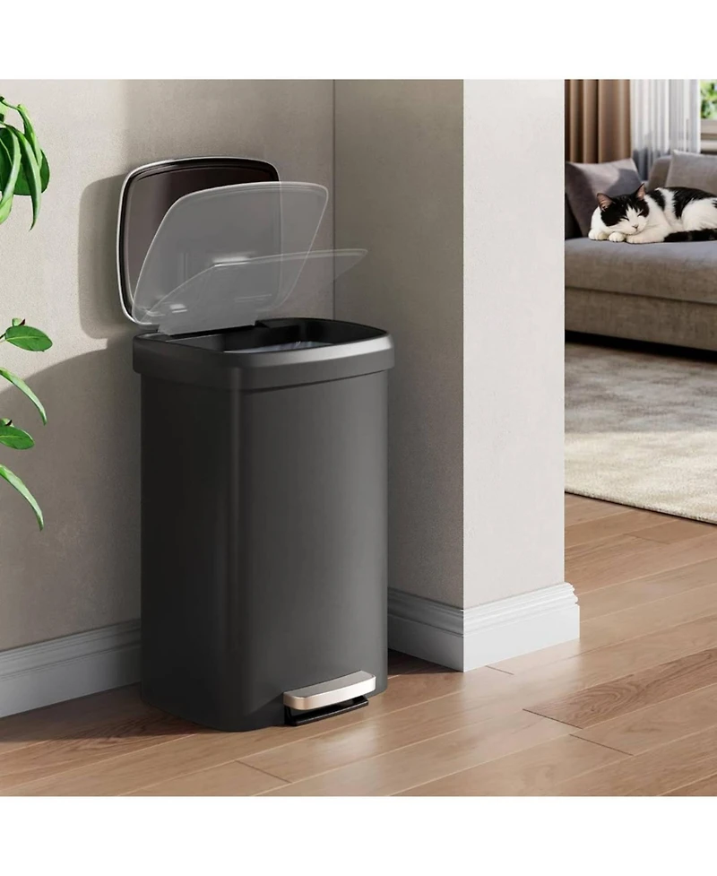 gaomon 13 Gallon Step-On Kitchen Trash Can, Soft-Close Lid, Waste Bin for Home, Office, or Kitchen Storage