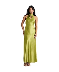 Warehouse Women's Satin Cowl-Neck Maxi Dress