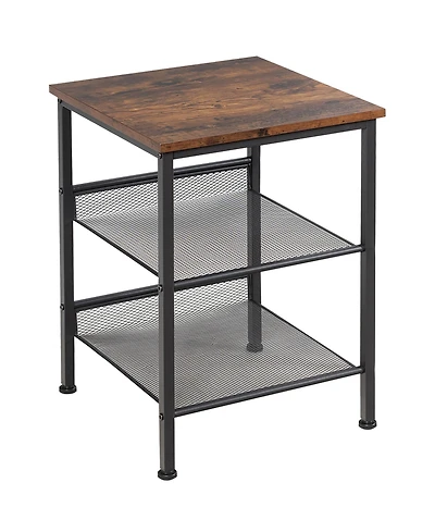 Costway 3-Tier Industrial End Side Table Nightstand with 2 Adjustable Shelves