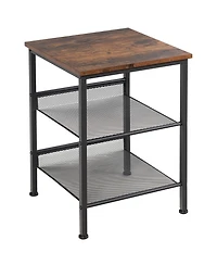 Costway 3-Tier Industrial End Side Table Nightstand with 2 Adjustable Shelves