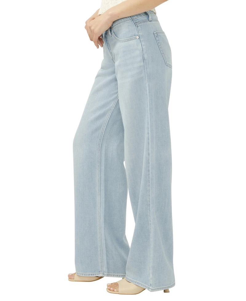 Silver Jeans Co. Women's Suki Mid Rise Curvy Fit Wide-Leg