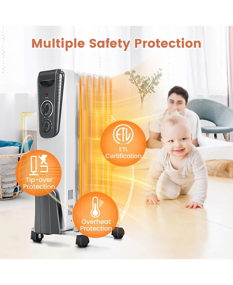 Ecooso 1500W Electric Space Heater with Adjustable Thermostat