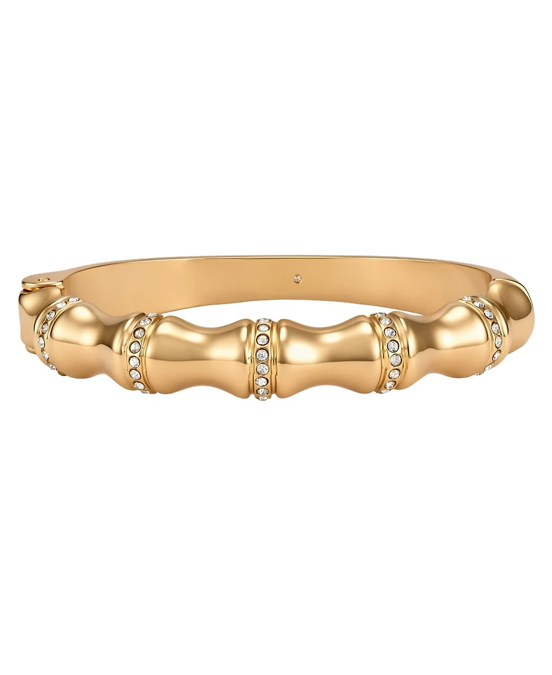 Guess Gold-Tone Crystal Side-Hinge Bangle Bracelet