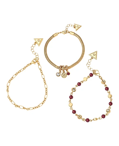 Guess Gold-Tone Imitation Pearl & Crystal Trio Bracelet, 3-Piece Set