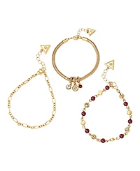 Guess Gold-Tone Imitation Pearl & Crystal Trio Bracelet, 3-Piece Set