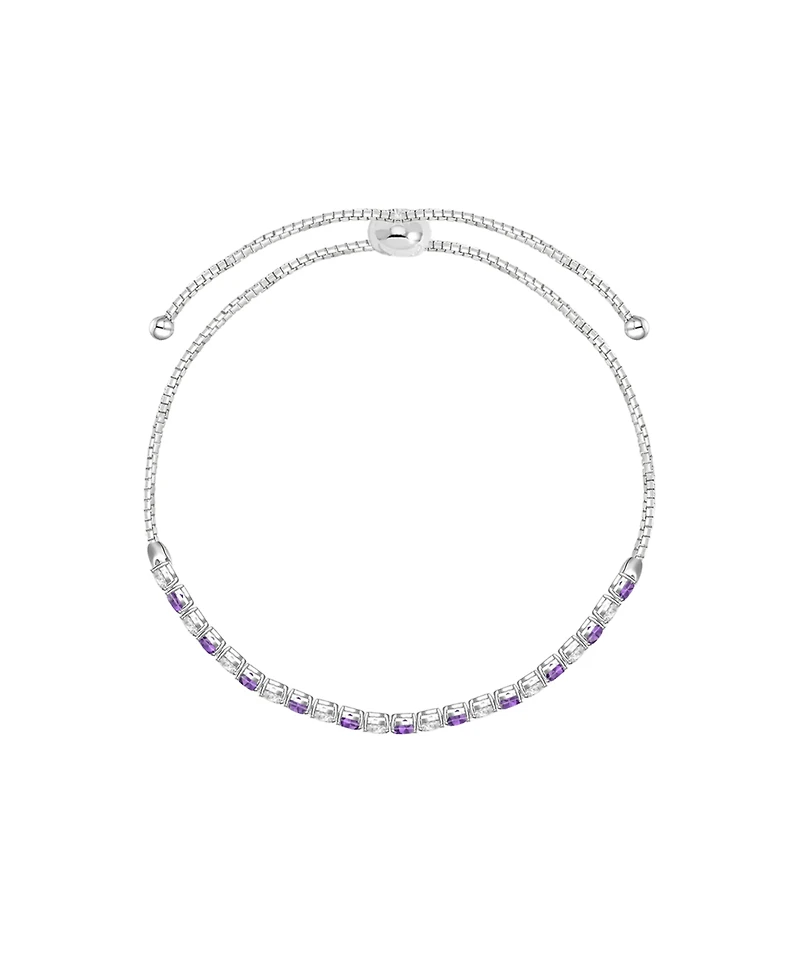 Macy's Amethyst (7/8 ct. t.w.) & White Topaz (1-1/6 Bolo Bracelet Sterling Silver