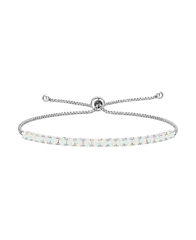 Macy's Lab-Grown Opal (1-3/4 ct. t.w.) Bolo Bracelet in Sterling Silver