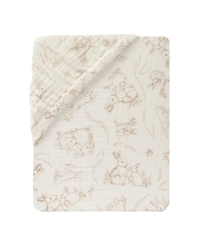 Lambs & Ivy Signature Organic Cotton Muslin Bunny Fitted Crib/Toddler Sheet