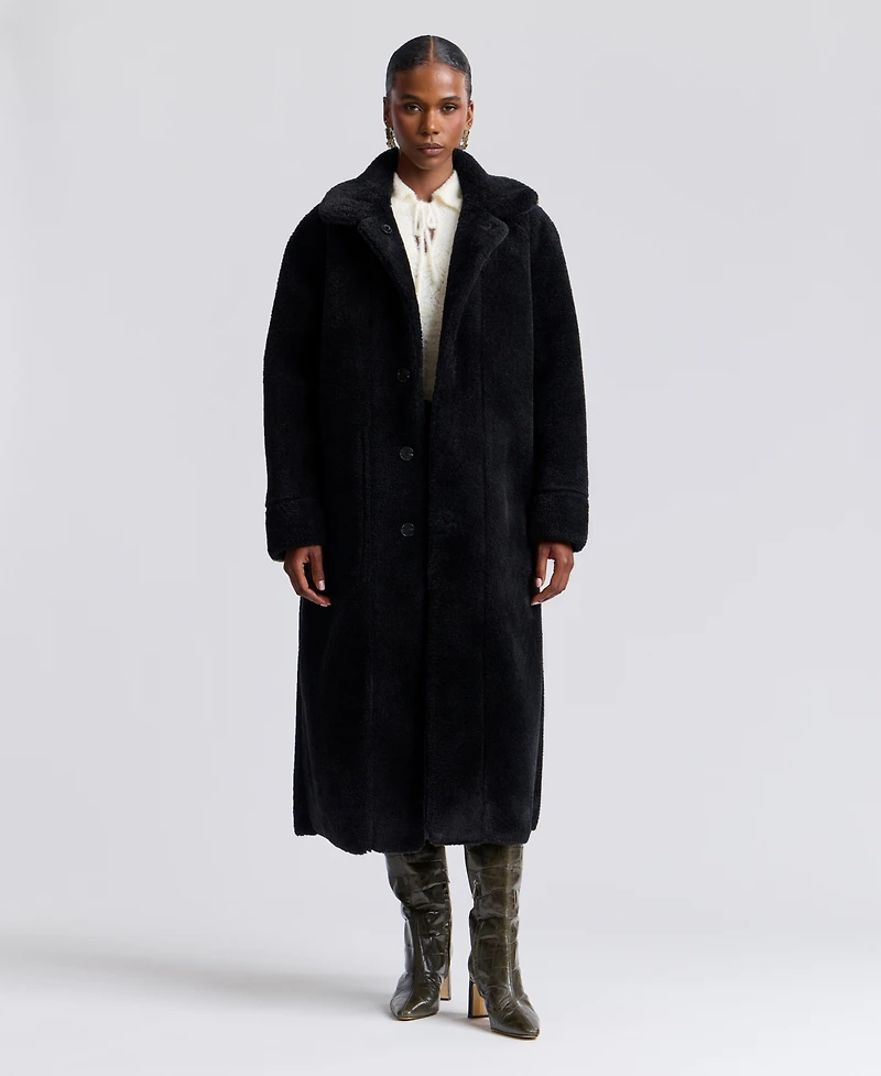 Avec Les Filles Women's Maxi Reversible Faux Fur Coat