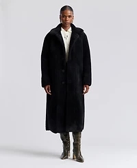 Avec Les Filles Women's Maxi Reversible Faux Fur Coat