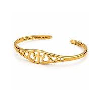 Dloria Cross and Heart faith Engraved Adjustable Cuff Bracelet-"Let your be bigger than fear"