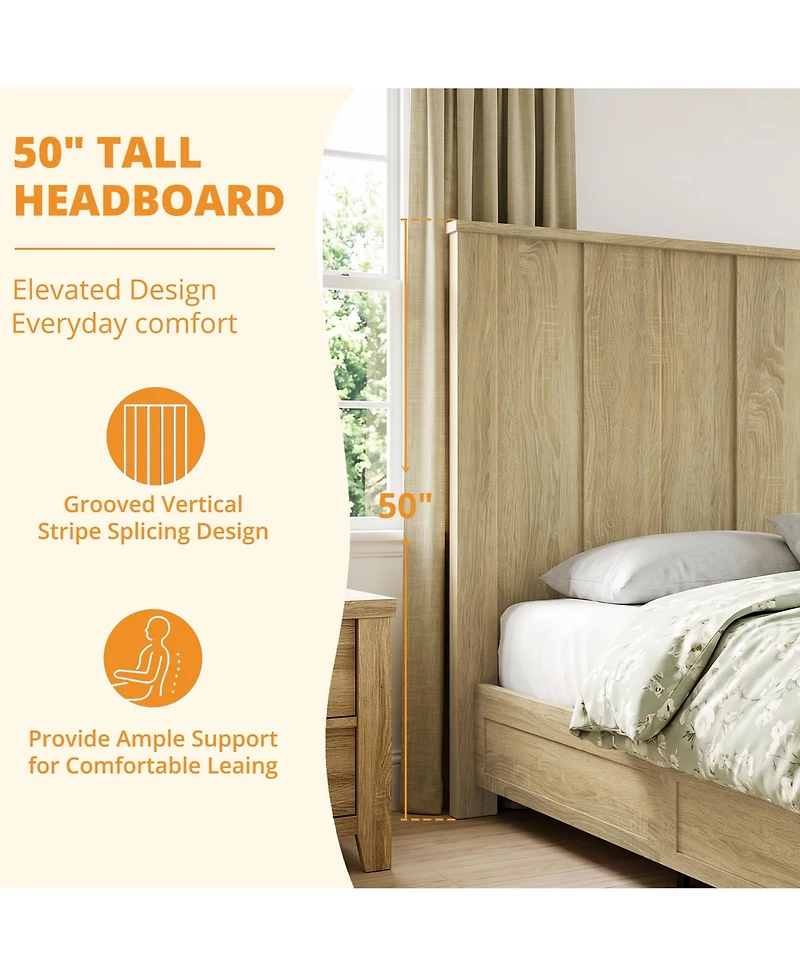 Gaomon Wood Panel Platform Bed Frame with Slat Support System