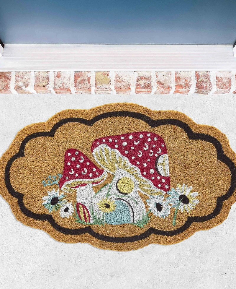 Vcny Home Scallop Edge Outdoor Coir Doormat, 18" x 30"